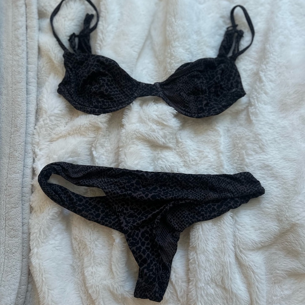 Acacia Swimwear Black Snake Manhattan Top Hookipa Bottom Set